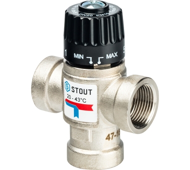 STOUT  Термостатический смесительный клапан для систем отопления и ГВС 3/4"  ВР   20-43°С KV 1,6