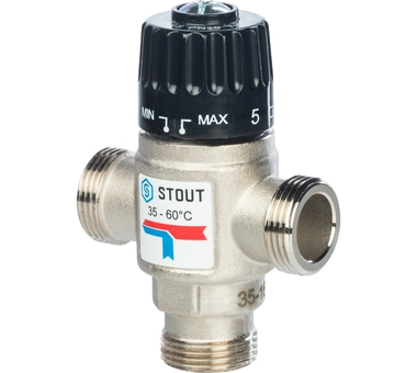 STOUT  Термостатический смесительный клапан для систем отопления и ГВС  3/4" НР   35-60°С KV 1,6