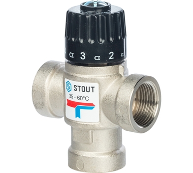 STOUT  Термостатический смесительный клапан для систем отопления и ГВС 3/4"  ВР   35-60°С KV 1,6